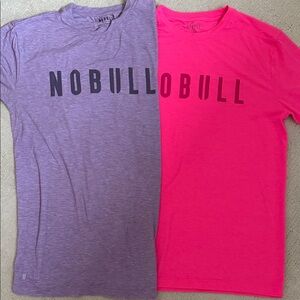 NOBULL Men's Heathered Purple Tee, and Neon Pink Set of 2
